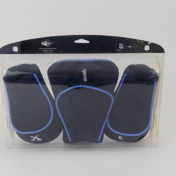 NFL 3 Pack Gold Headcovers Tennessee Titans NIB Vintage early 2000's - Picture 2 of 3